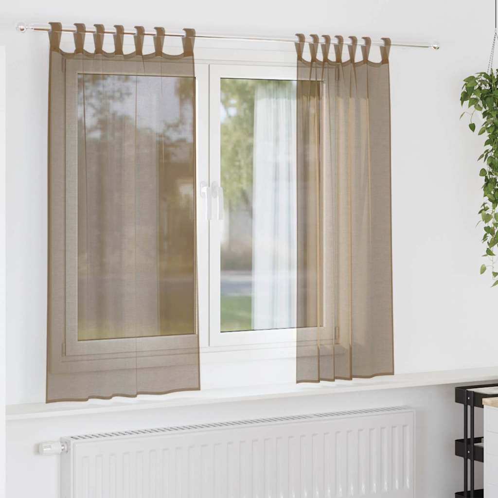 Voile Vorhänge 2 Stk. Hellbraun