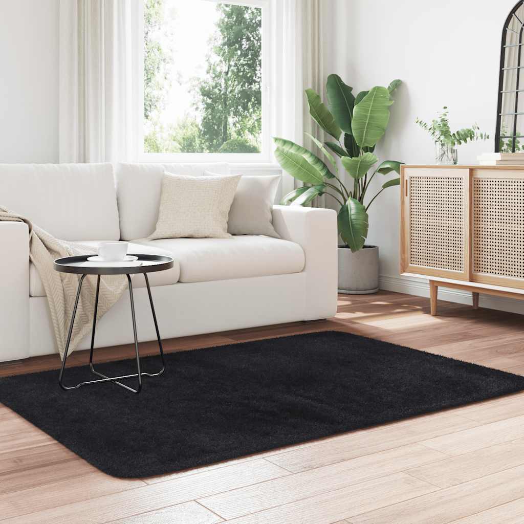 Teppich Shaggy Hochflor Navarra Polyester Schwarz