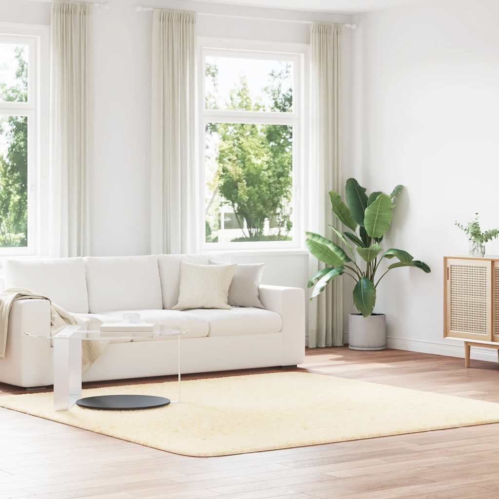 Teppich Shaggy Hochflor Navarra Polyester Creme
