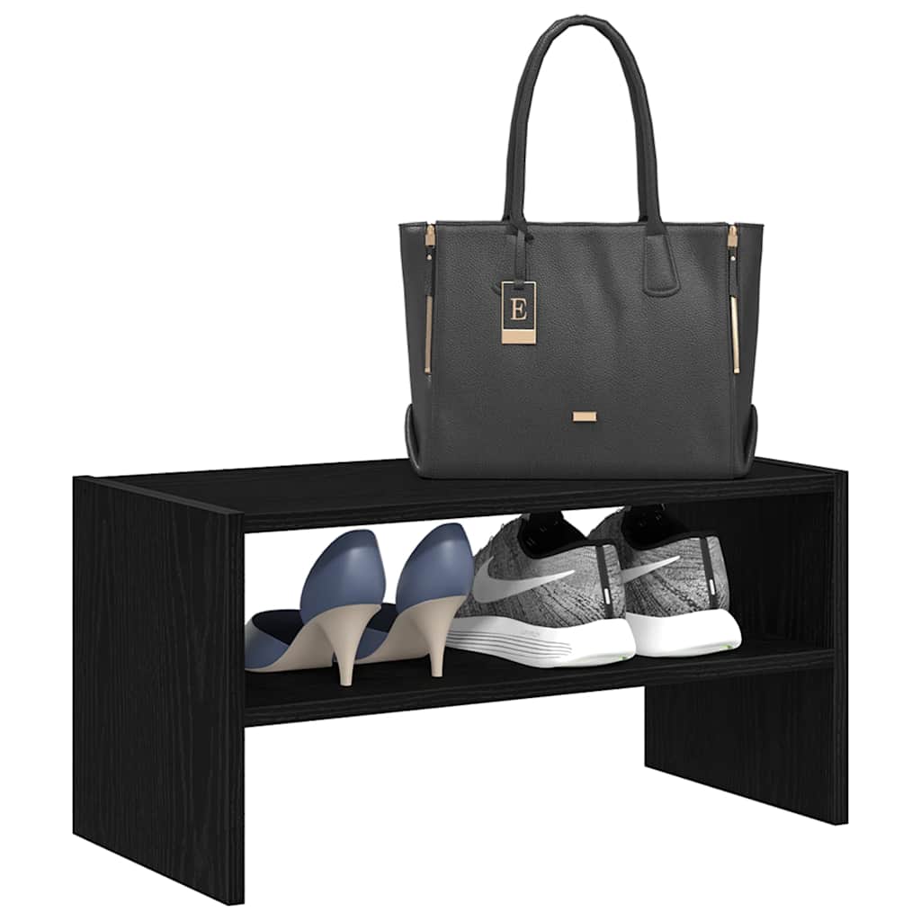 Schuhregale 2 Stück Stapelbar E Eiche 60X30X30,5 Cm Schwarz