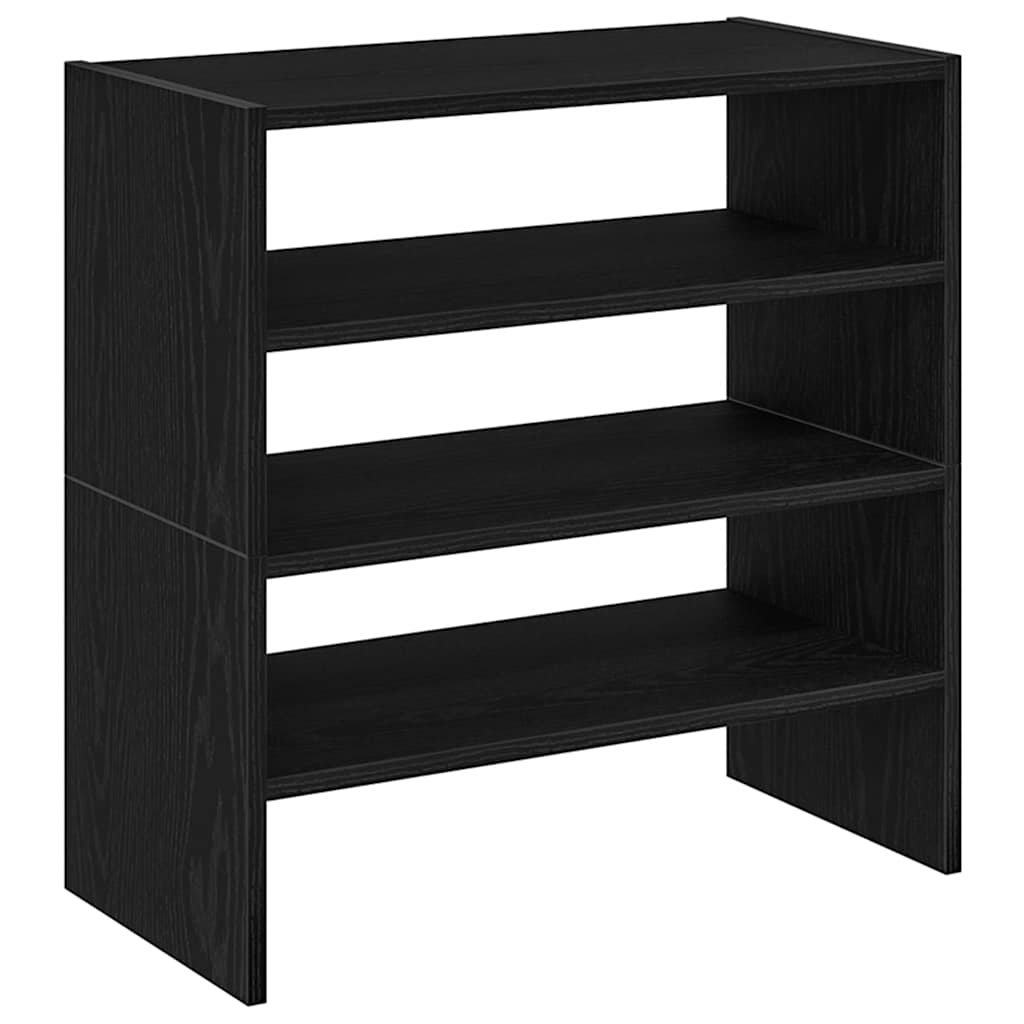 Schuhregale 2 Stück Stapelbar E Eiche 60X30X30,5 Cm Schwarz