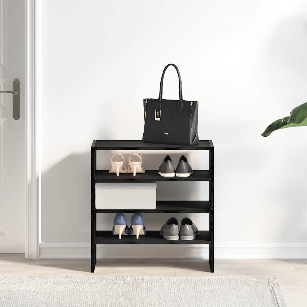 Schuhregale 2 Stück Stapelbar E Eiche 60X30X30,5 Cm Schwarz