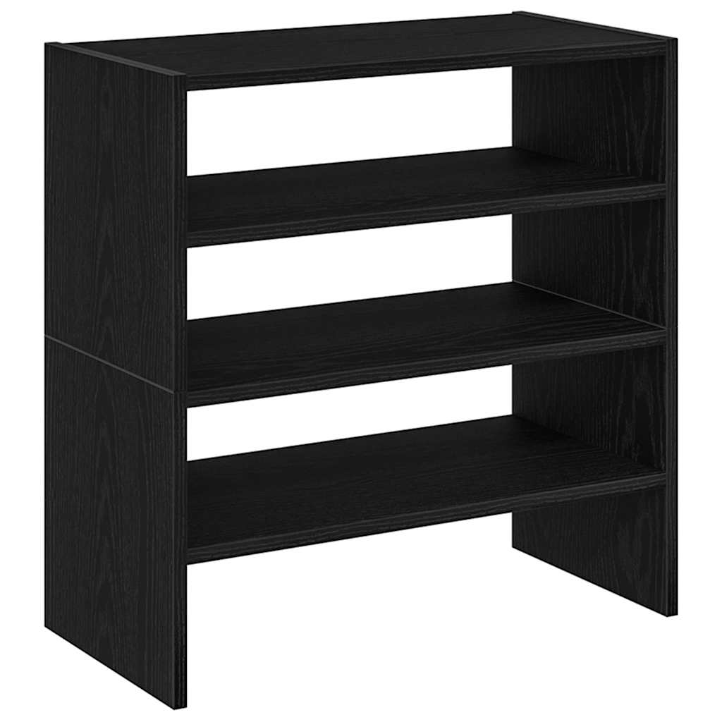 Schuhregale 2 Stück Stapelbar E Eiche 60X30X30,5 Cm Schwarz