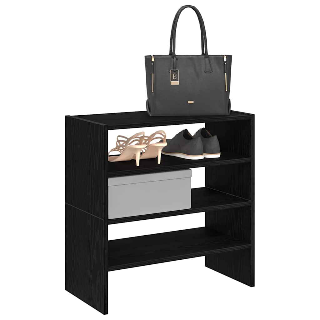 Schuhregale 2 Stück Stapelbar E Eiche 60X30X30,5 Cm Schwarz