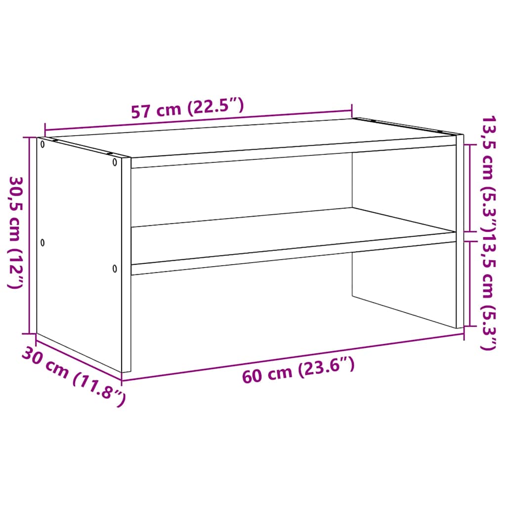 Schuhregal Stapelbar 60X30X30,5 Cm Betongrau