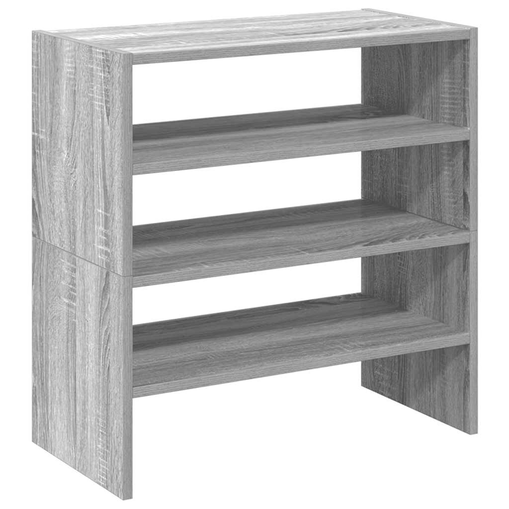 Schuhregale 2 Stk. Stapelbar 60X30X30,5 Cm Grau Sonoma