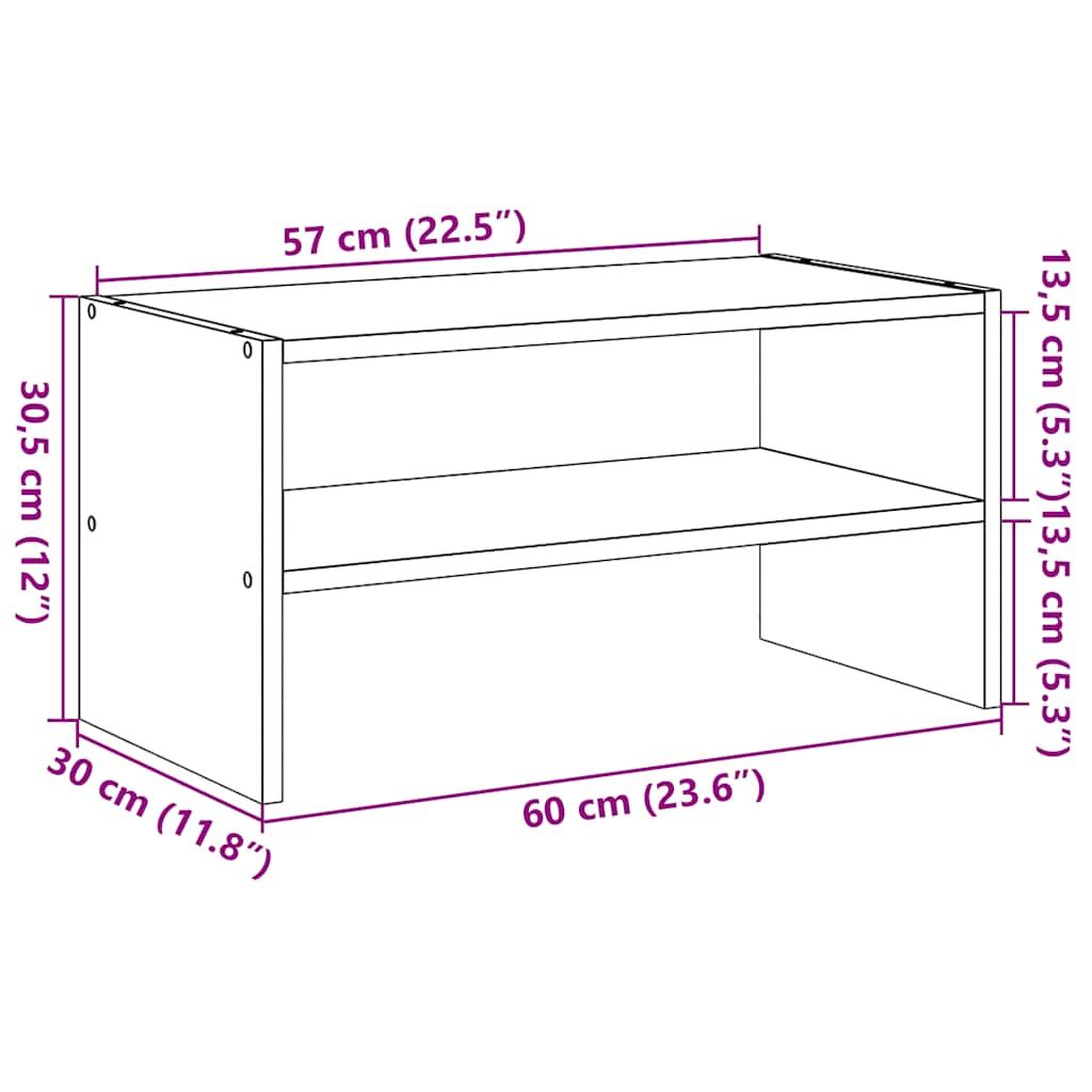 Schuhregal Stapelbar -Optik 60X30X30,5 Cm Altholz
