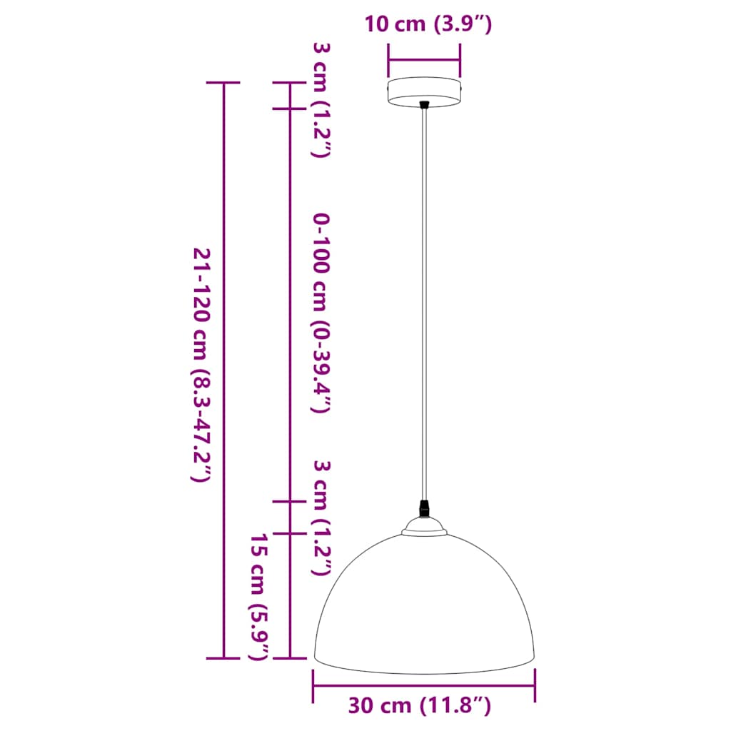 Pendelleuchten 2 Stk. Höhenverstellbar E27 Ø30Cm Metall