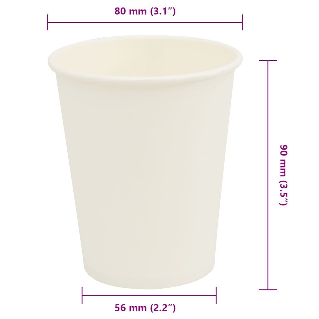 Pappbecher 1000 Stk. 8Oz 200Ml Weiß