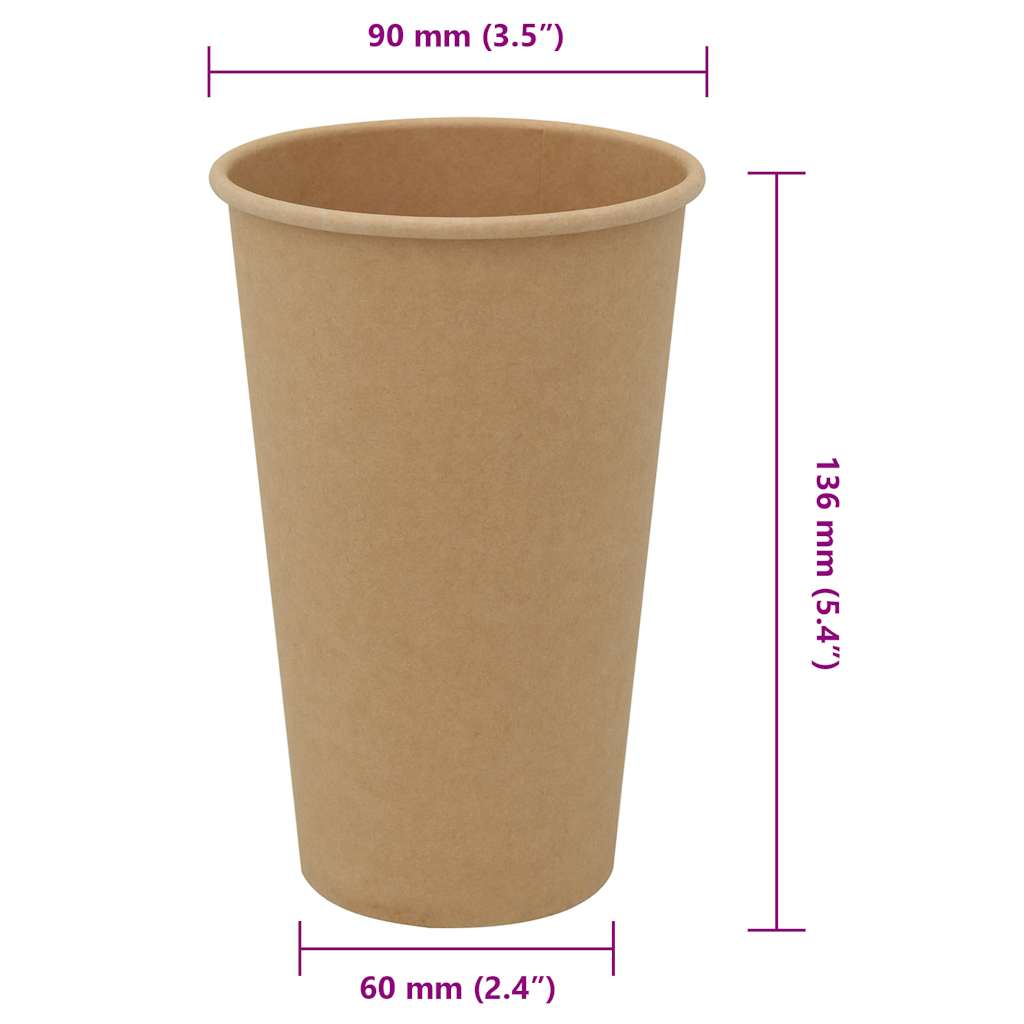 Pappbecher 1000 Stk. 16Oz 400Ml Braun