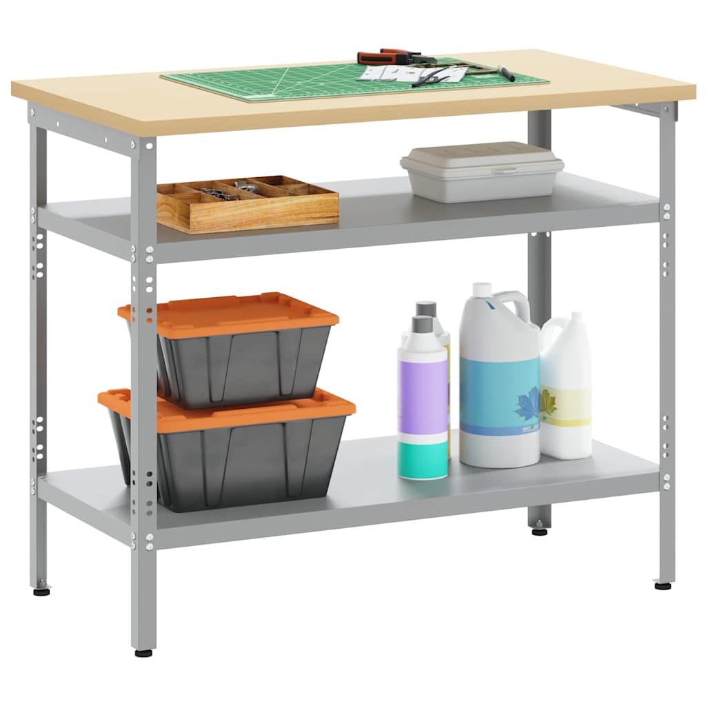 Arbeitstisch Grau 100 X 55 X 85 Cm Pulverbeschichteter Stahl