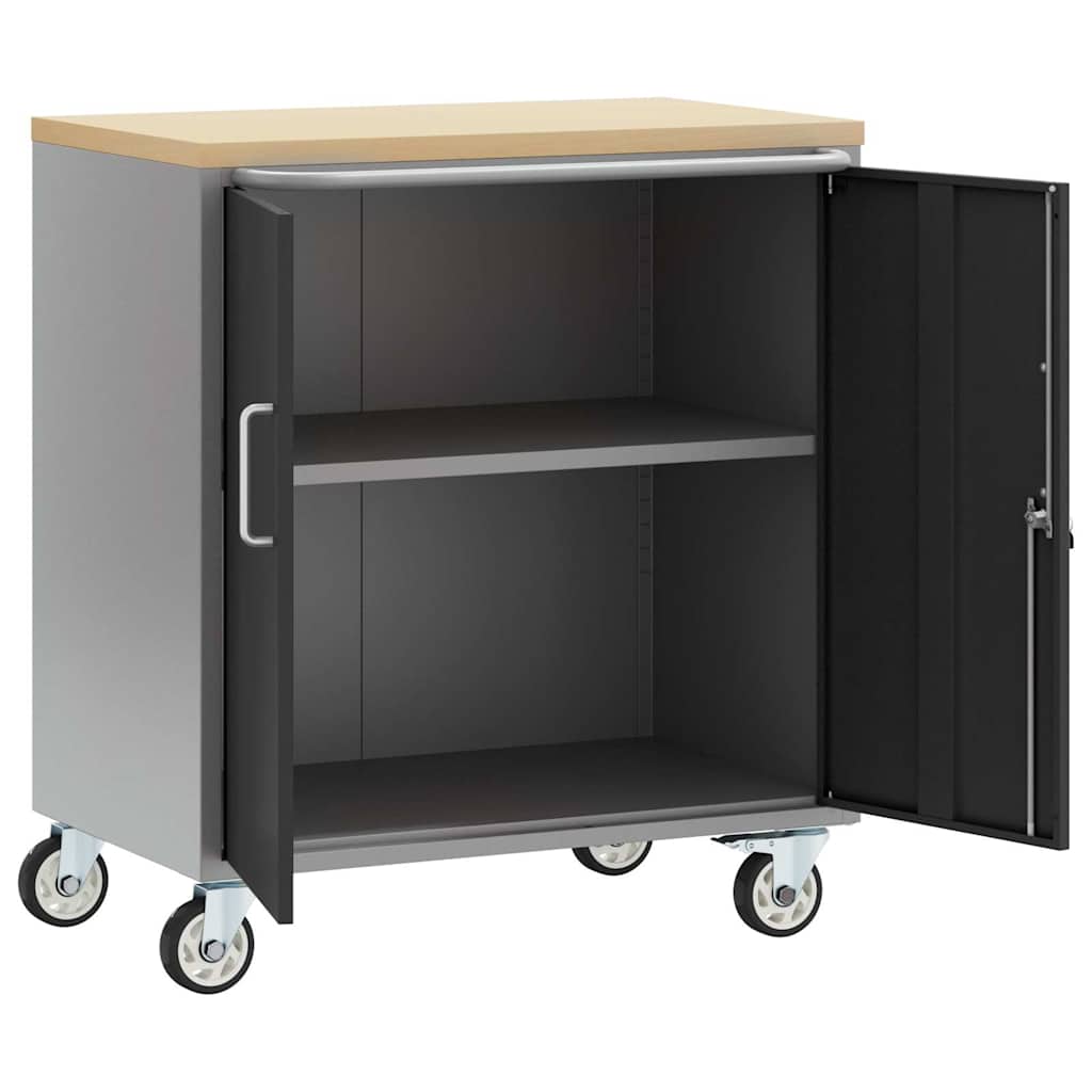 Werkbank Mit Regal Mit Rad Und Grau 75 X 45 X 85 Cm