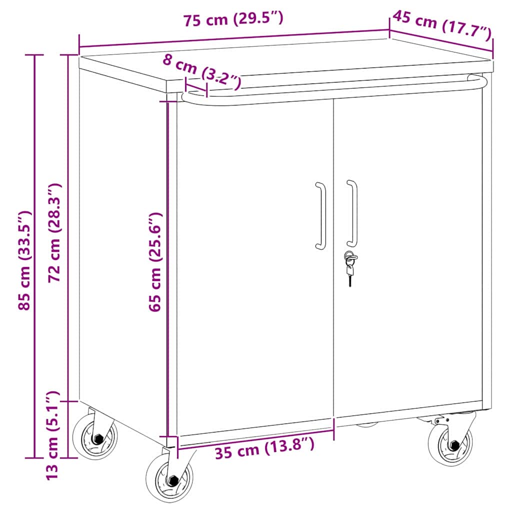 Werkbank Mit Regal Mit Rad Und Grau 75 X 45 X 85 Cm