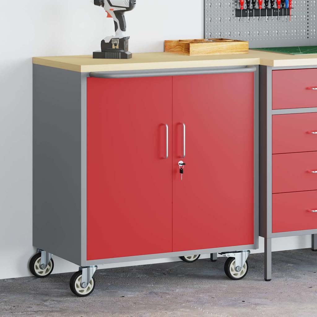 Werkbank Mit Regal Mit Rad Und Grau 75 X 45 X 85 Cm