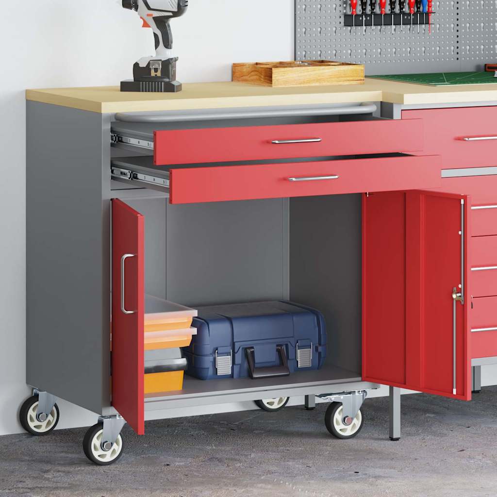 Werkbank Mit Regal Mit Rad Und Grau 75 X 45 X 85 Cm