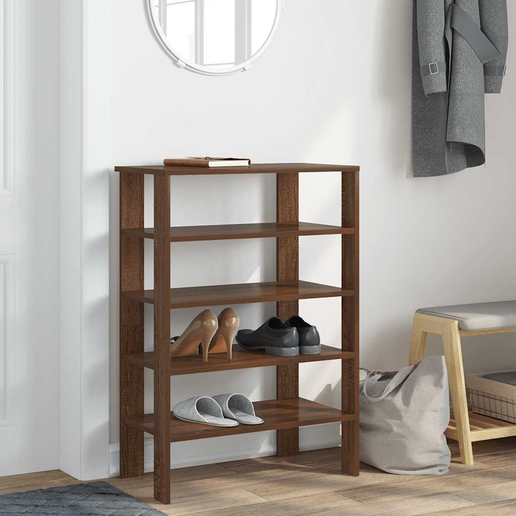 Schuhregal Braun Eichen-Optik 61X32X87,5 Cm Holzwerkstoff Braune Eiche