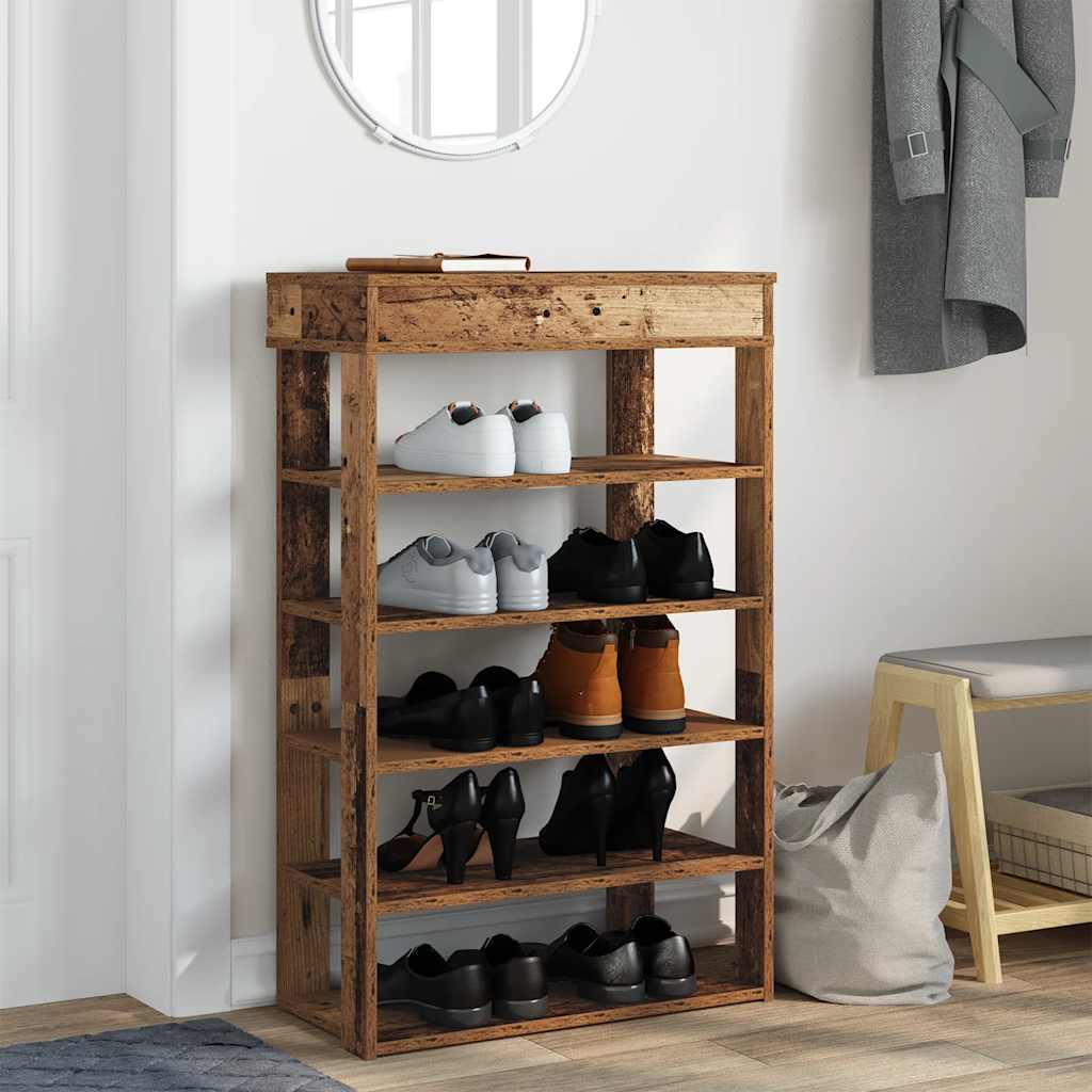 Schuhregal -Optik 60X30X98 Cm Holzwerkstoff Altholz
