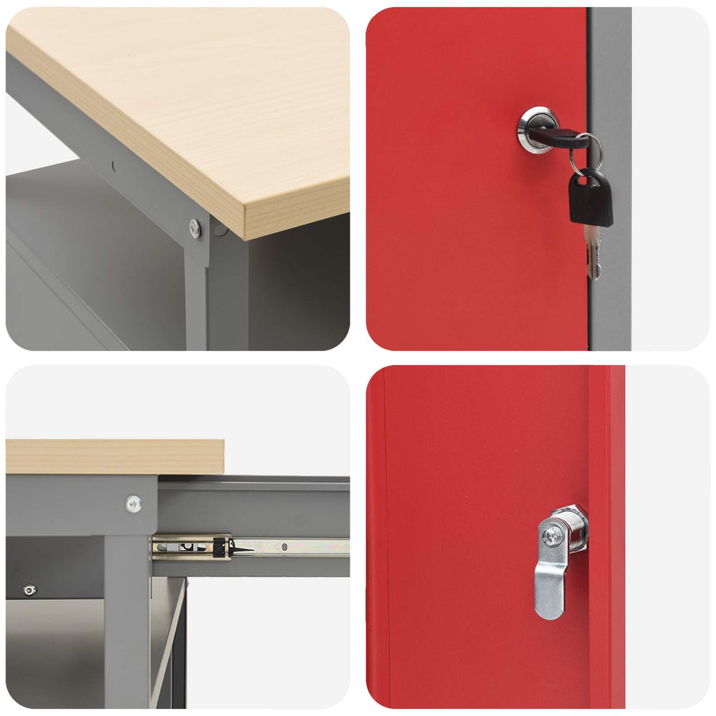 Werkbank-Set Mit Schubladen 2 Pcs Und Grau 200 X 55 X 85 Cm