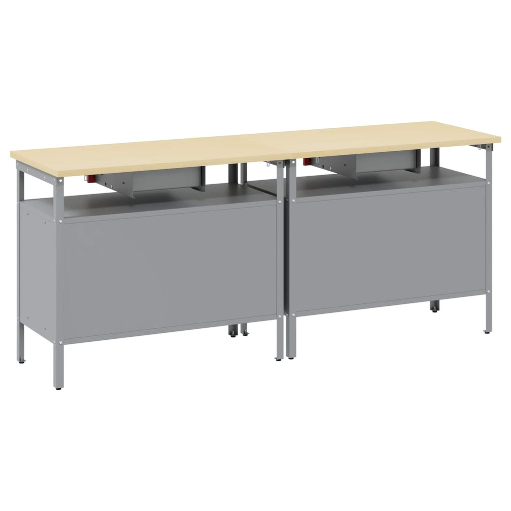 Werkbank-Set Mit Schubladen 2 Pcs Und Grau 200 X 55 X 85 Cm