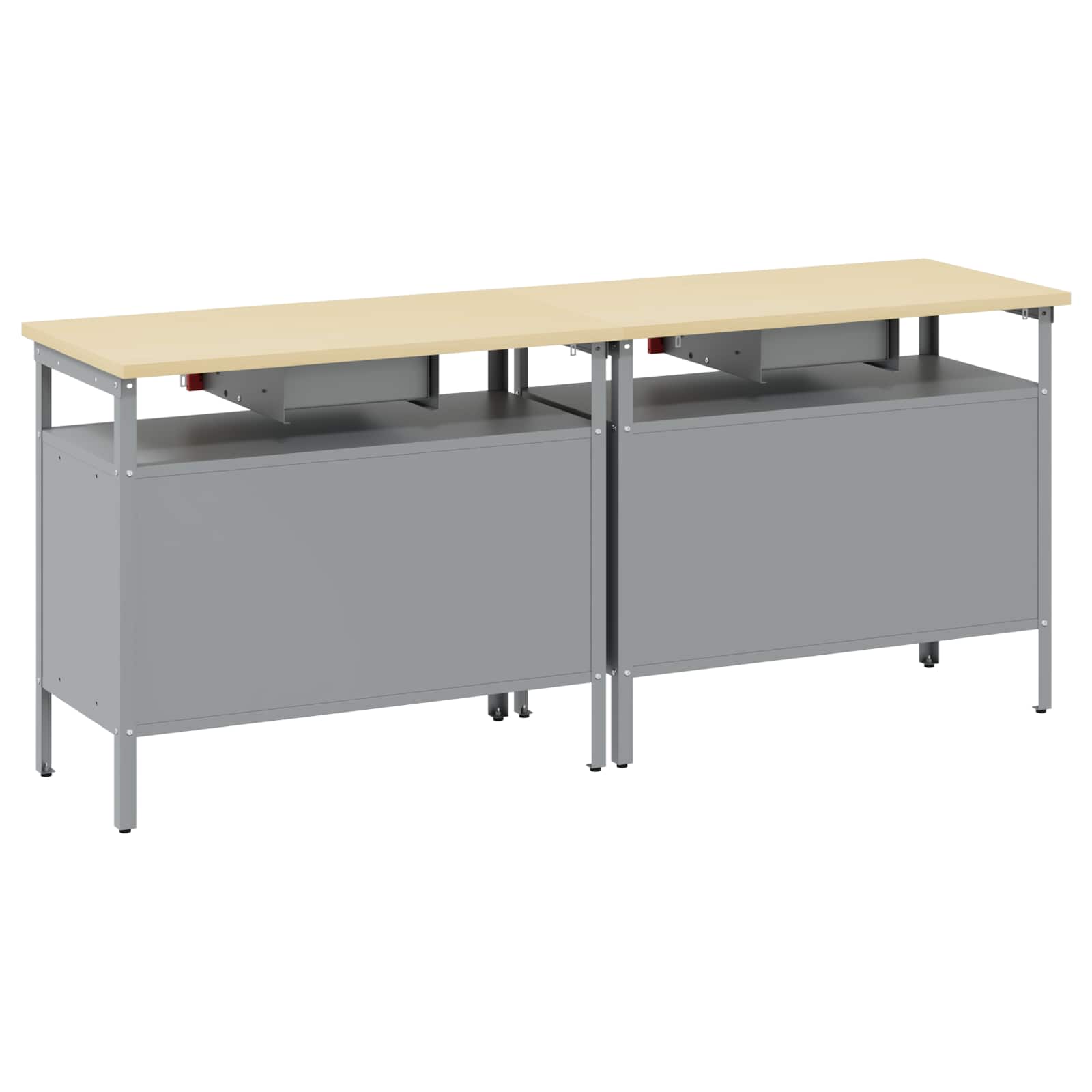 Werkbank-Set Mit Schubladen 2 Pcs Und Grau 200 X 55 X 85 Cm