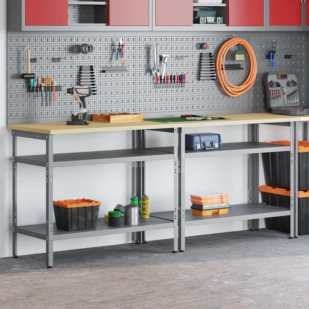 Werkbank-Set Mit Schubladen 2 Pcs Und Grau 200 X 55 X 85 Cm