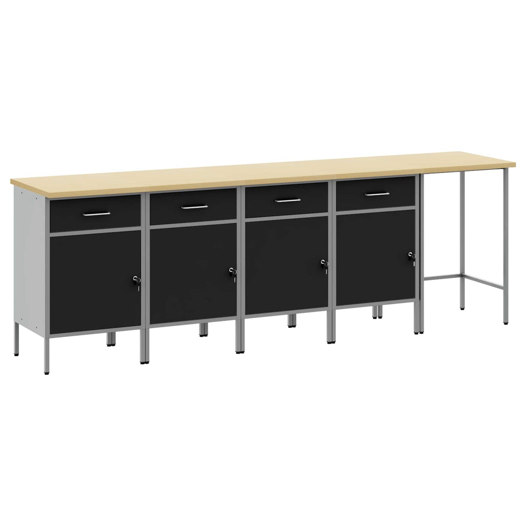 Arbeitsschrankset Mit Schubladen 5 Pcs Und Grau
