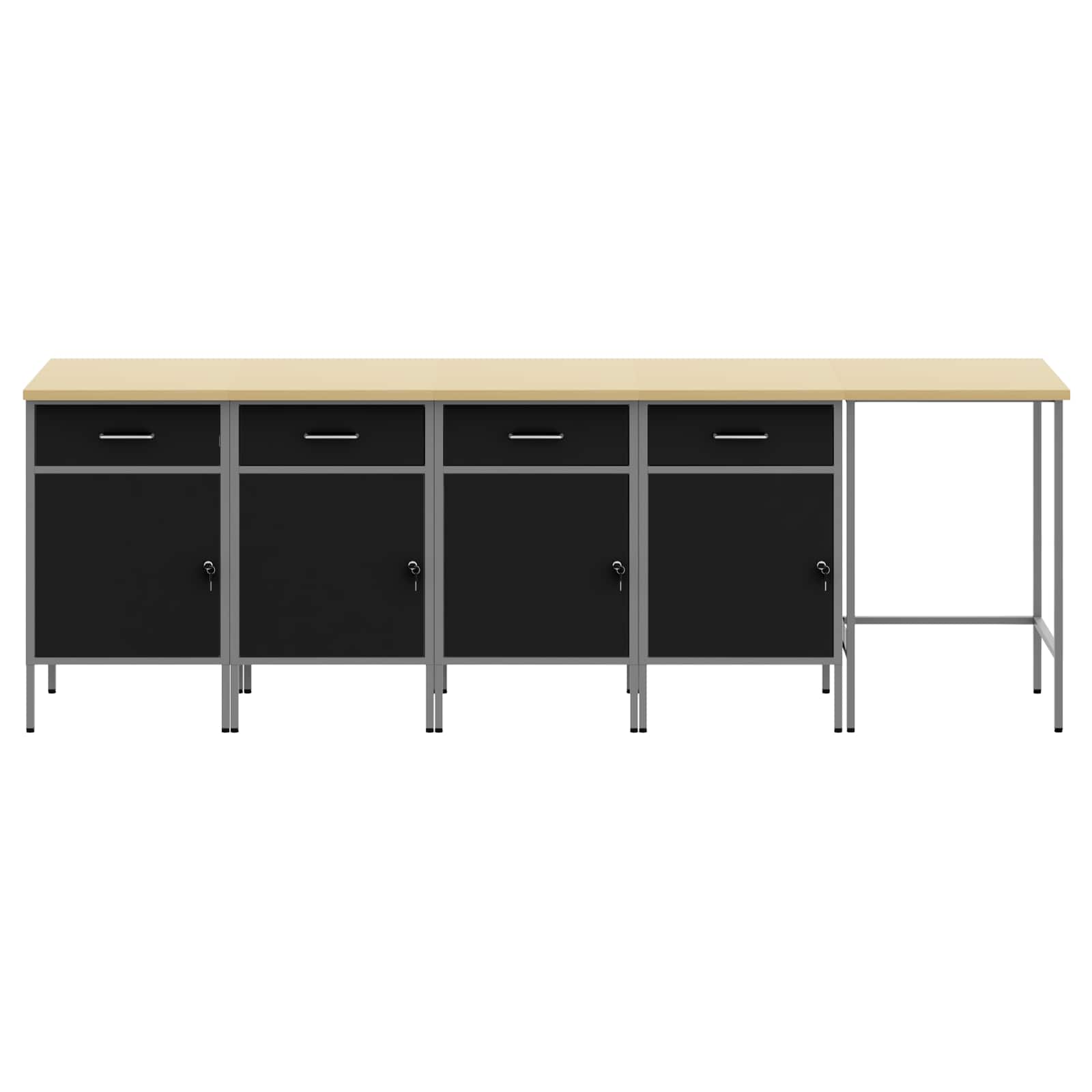 Arbeitsschrankset Mit Schubladen 5 Pcs Und Grau
