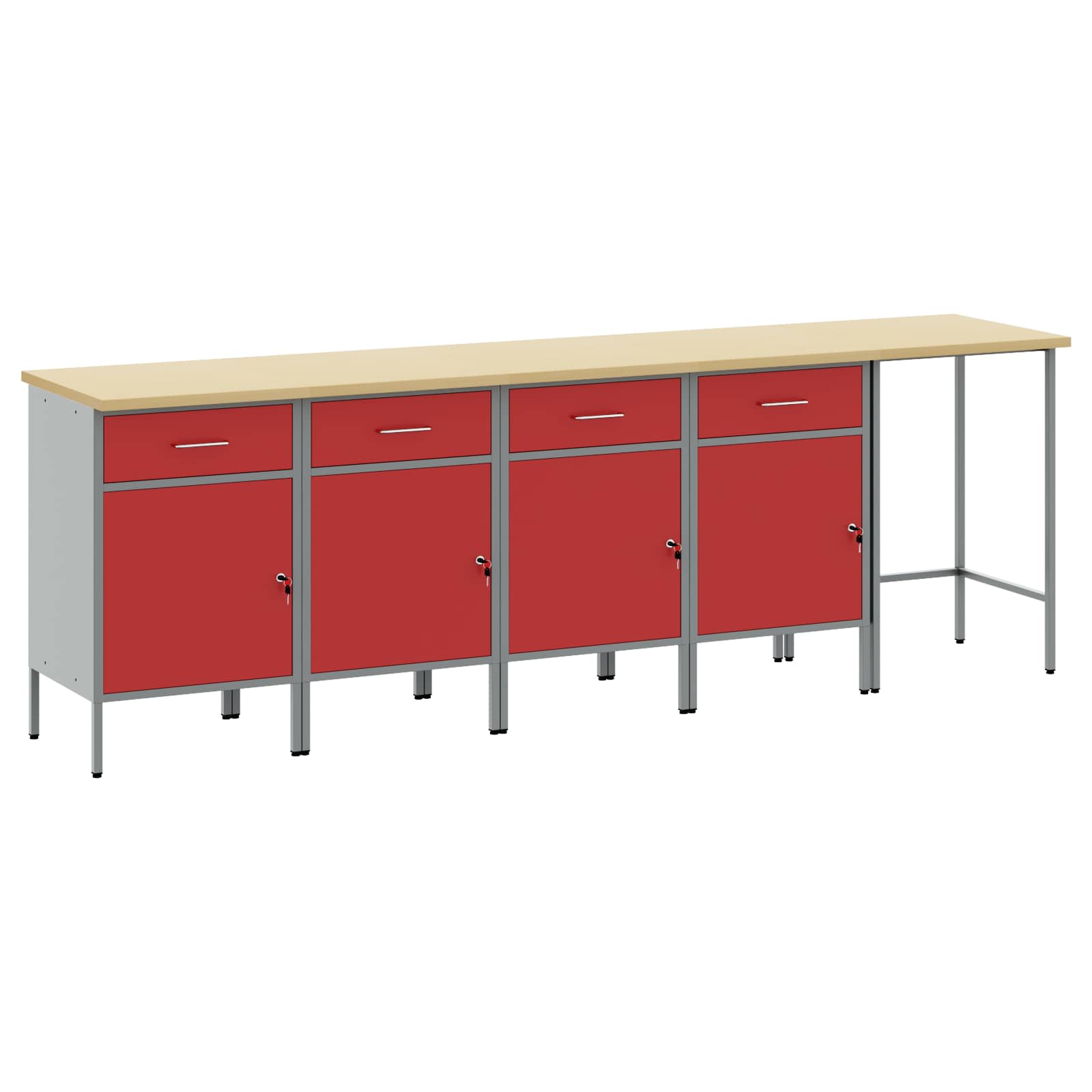 Arbeitsschrankset Mit Schubladen 5 Pcs Und Grau