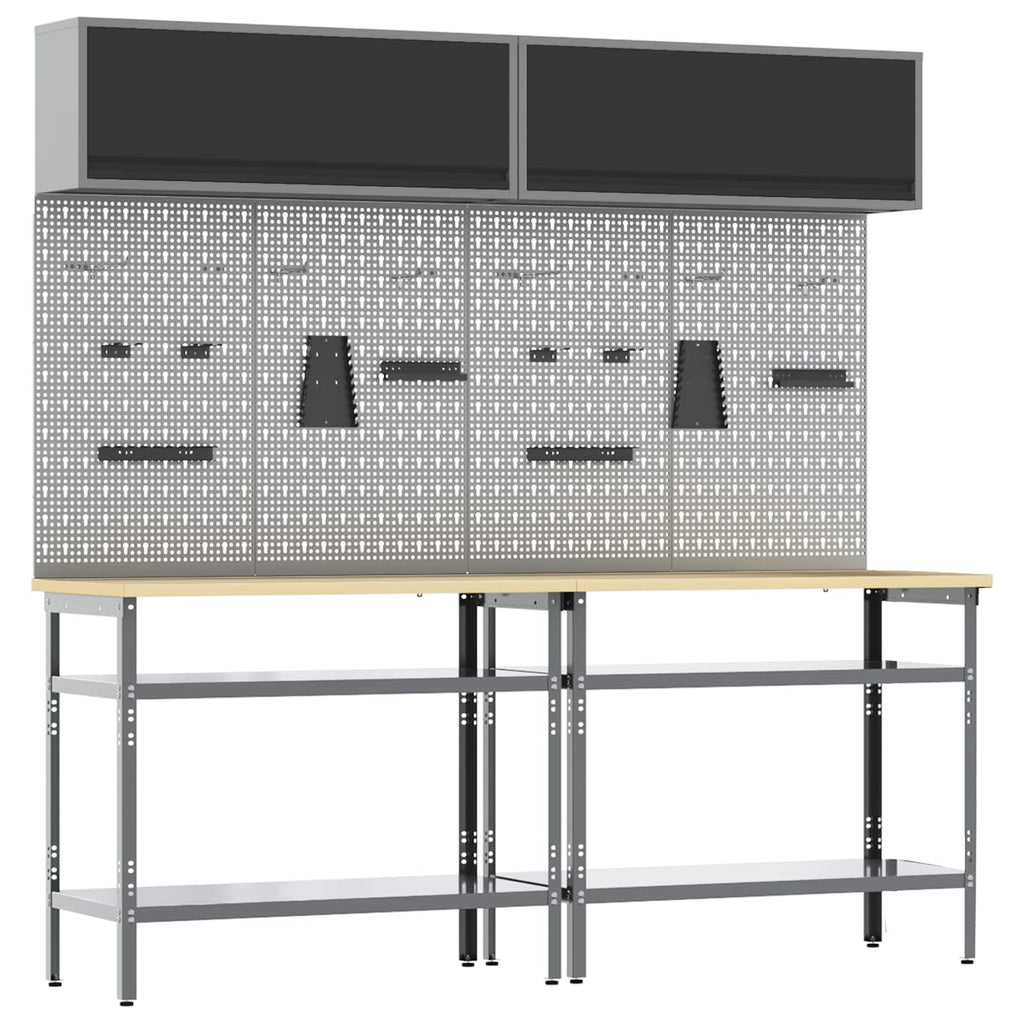 Werkbank-Set Mit Schubladen 2 Pcs Und Grau 200 X 55 X 85 Cm