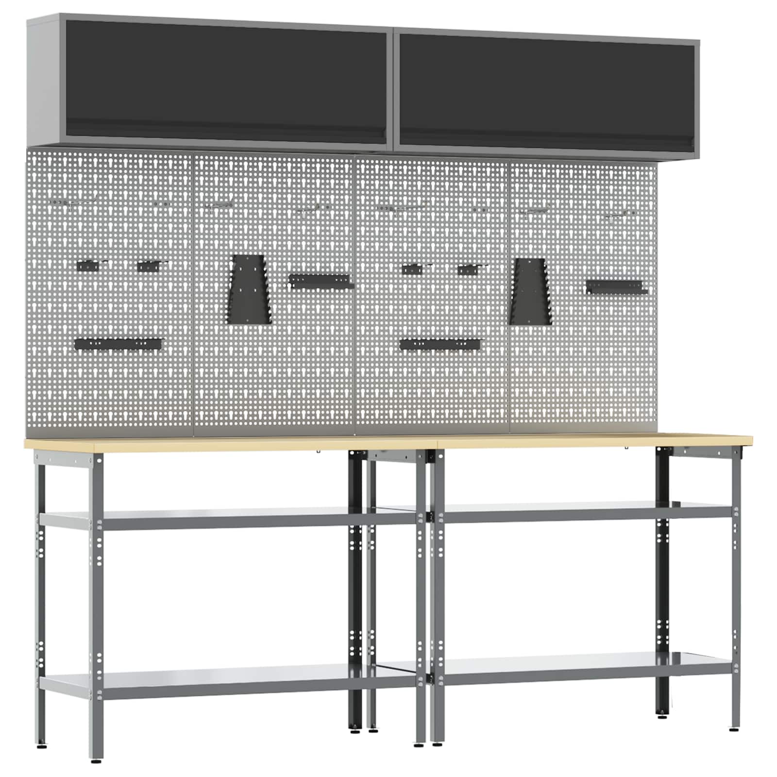 Werkbank-Set Mit Schubladen 2 Pcs Und Grau 200 X 55 X 85 Cm