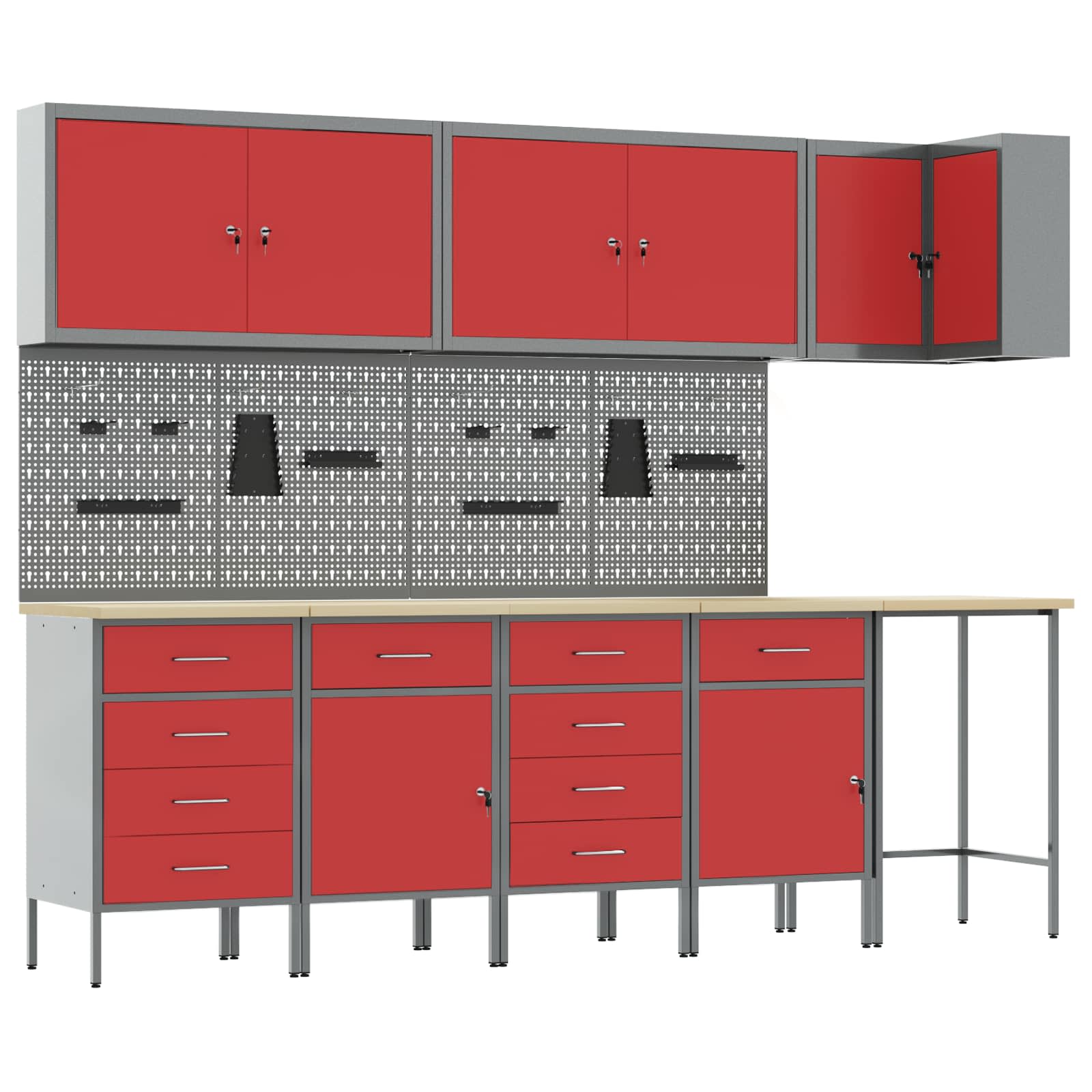 Arbeitsschrankset Mit Schubladen 5 Pcs Und Grau