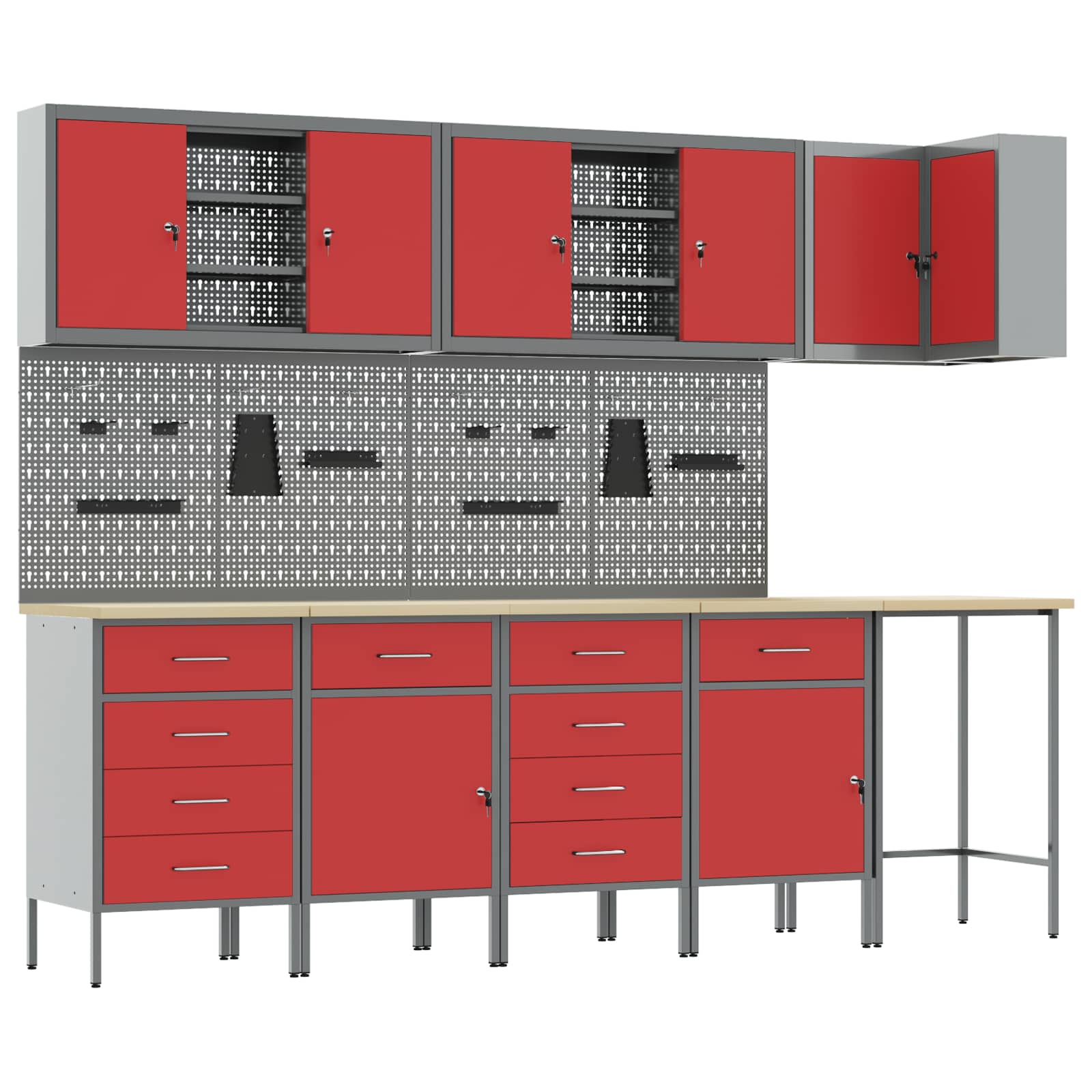 Arbeitsschrankset Mit Schubladen 5 Pcs Und Grau