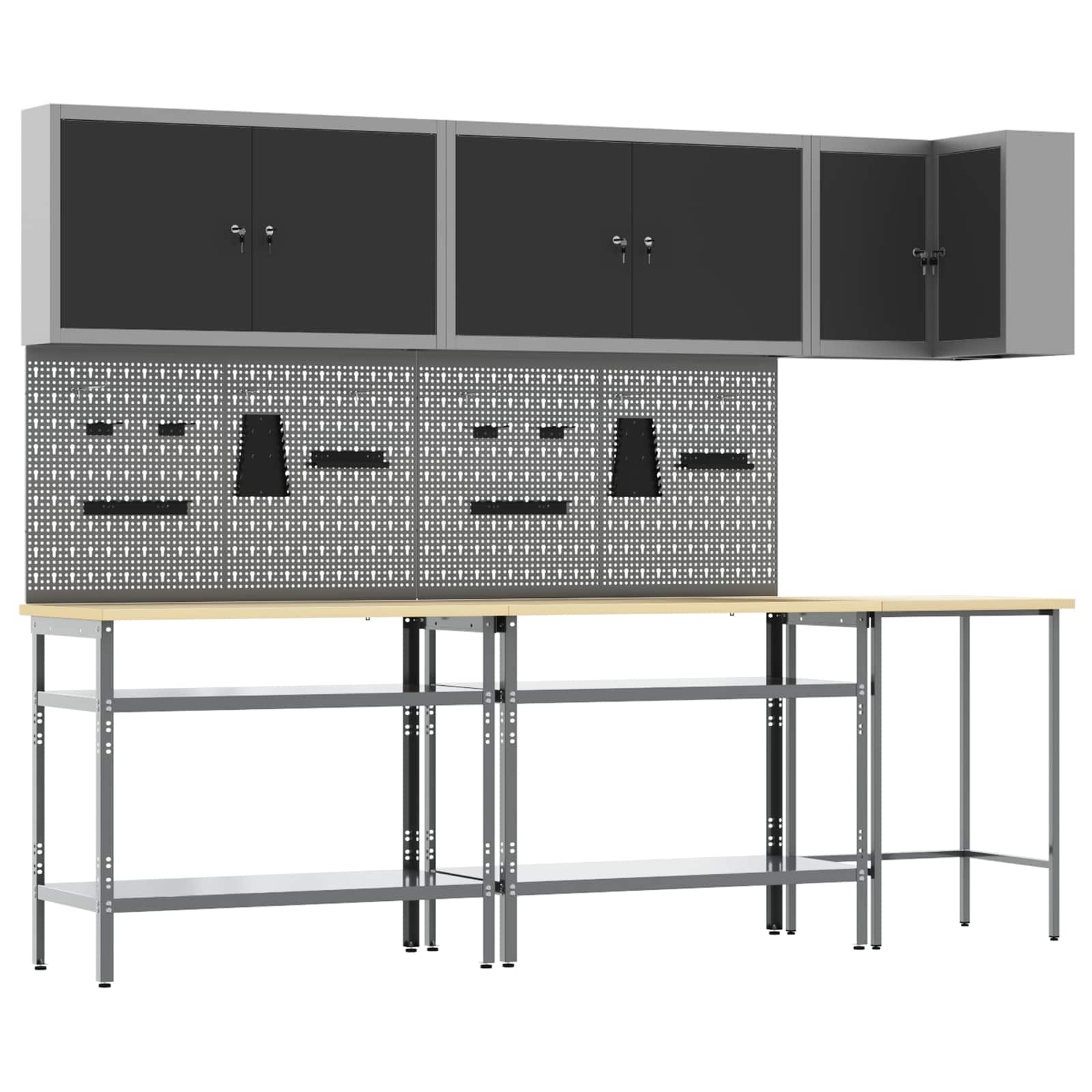 Arbeitsschrankset Mit Schubladen 5 Pcs Und Grau