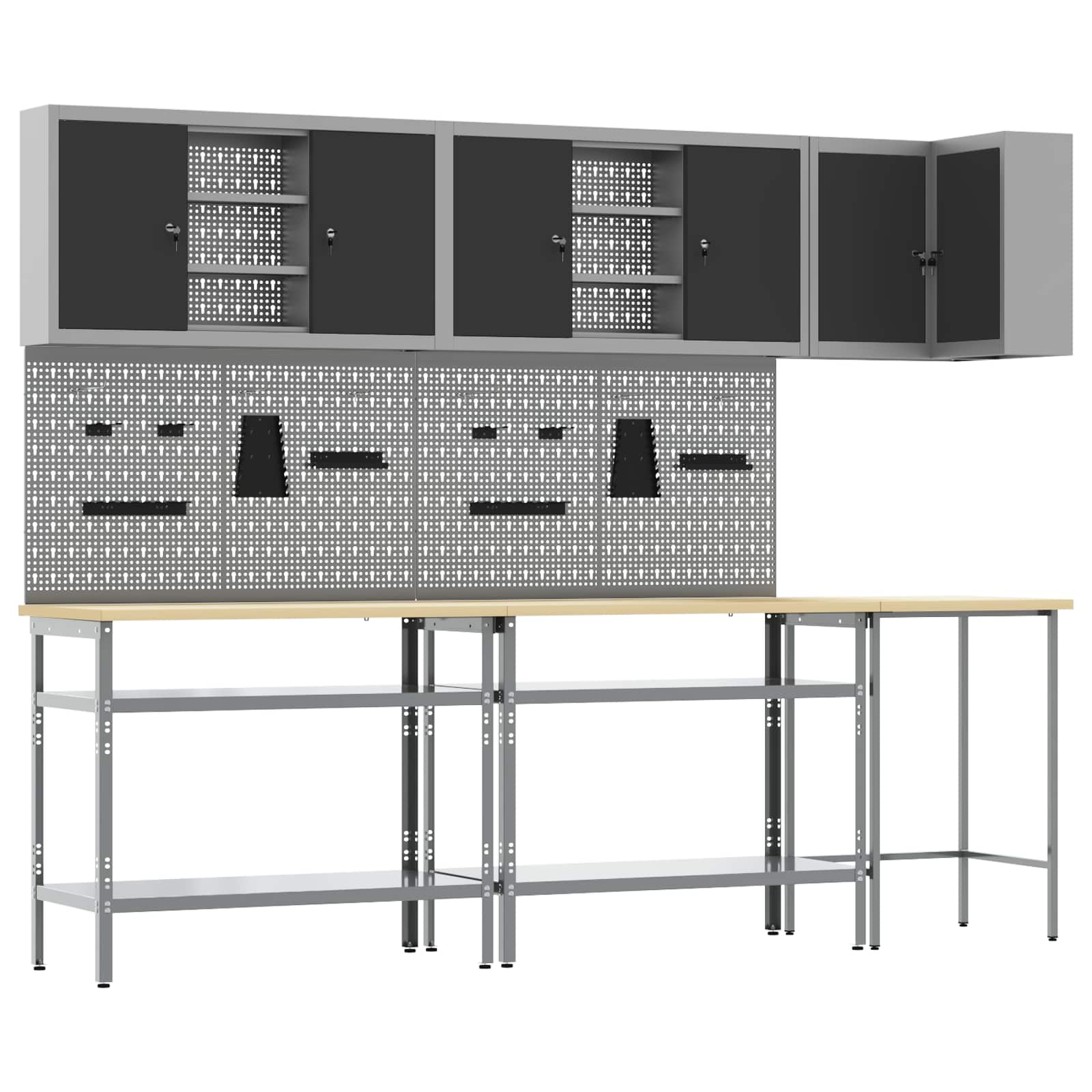Arbeitsschrankset Mit Schubladen 5 Pcs Und Grau