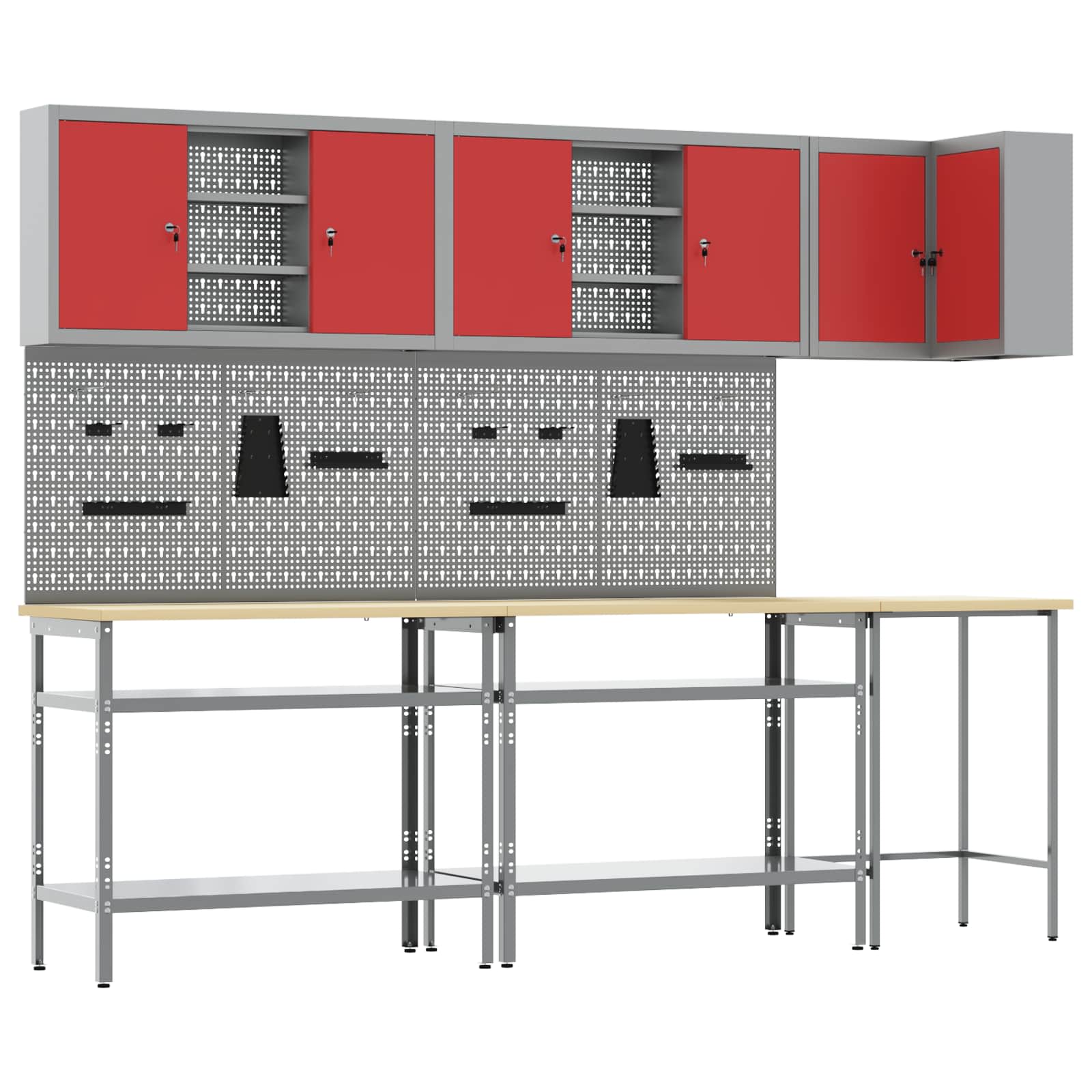 Arbeitsschrankset Mit Schubladen 5 Pcs Und Grau