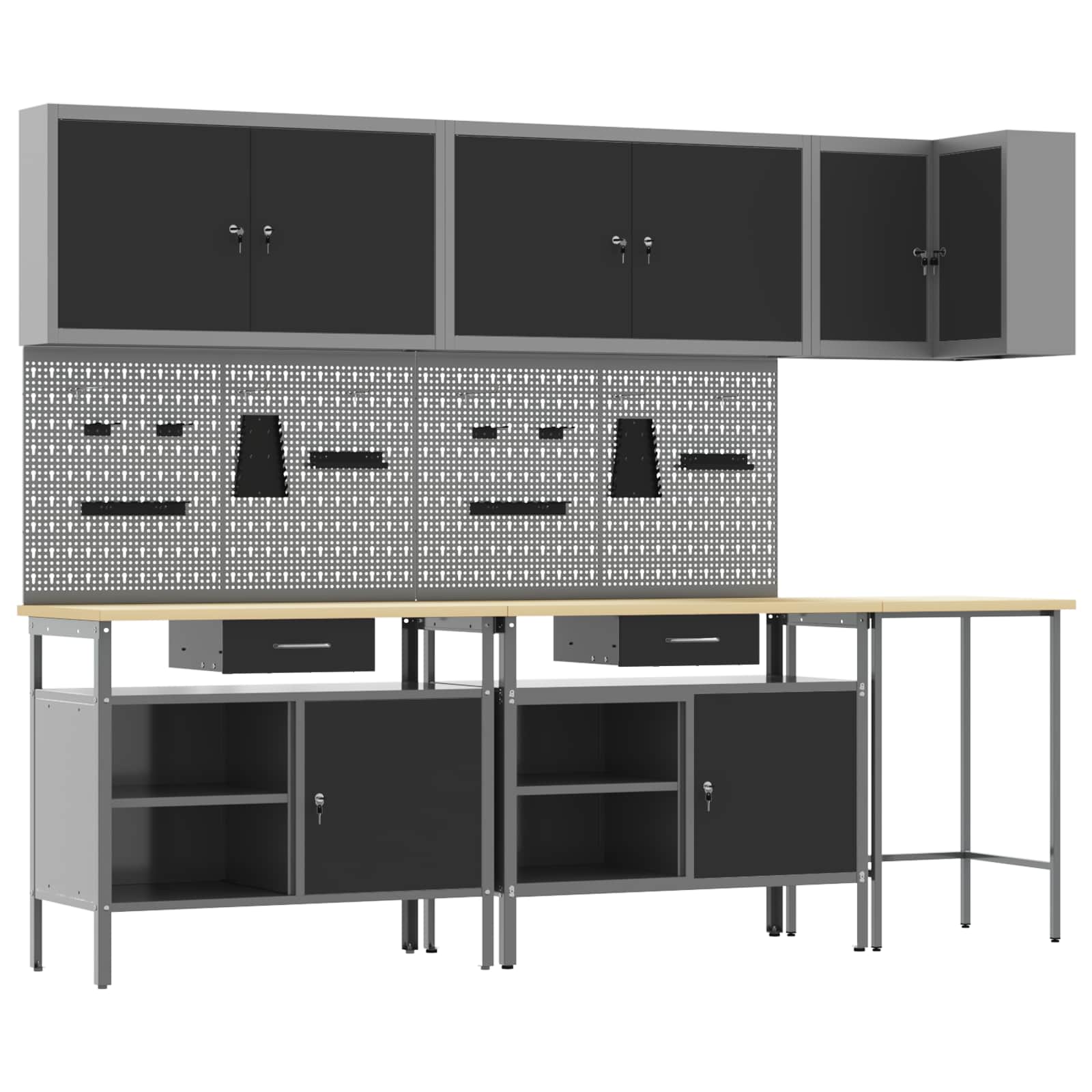 Arbeitsschrankset Mit Schubladen 5 Pcs Und Grau