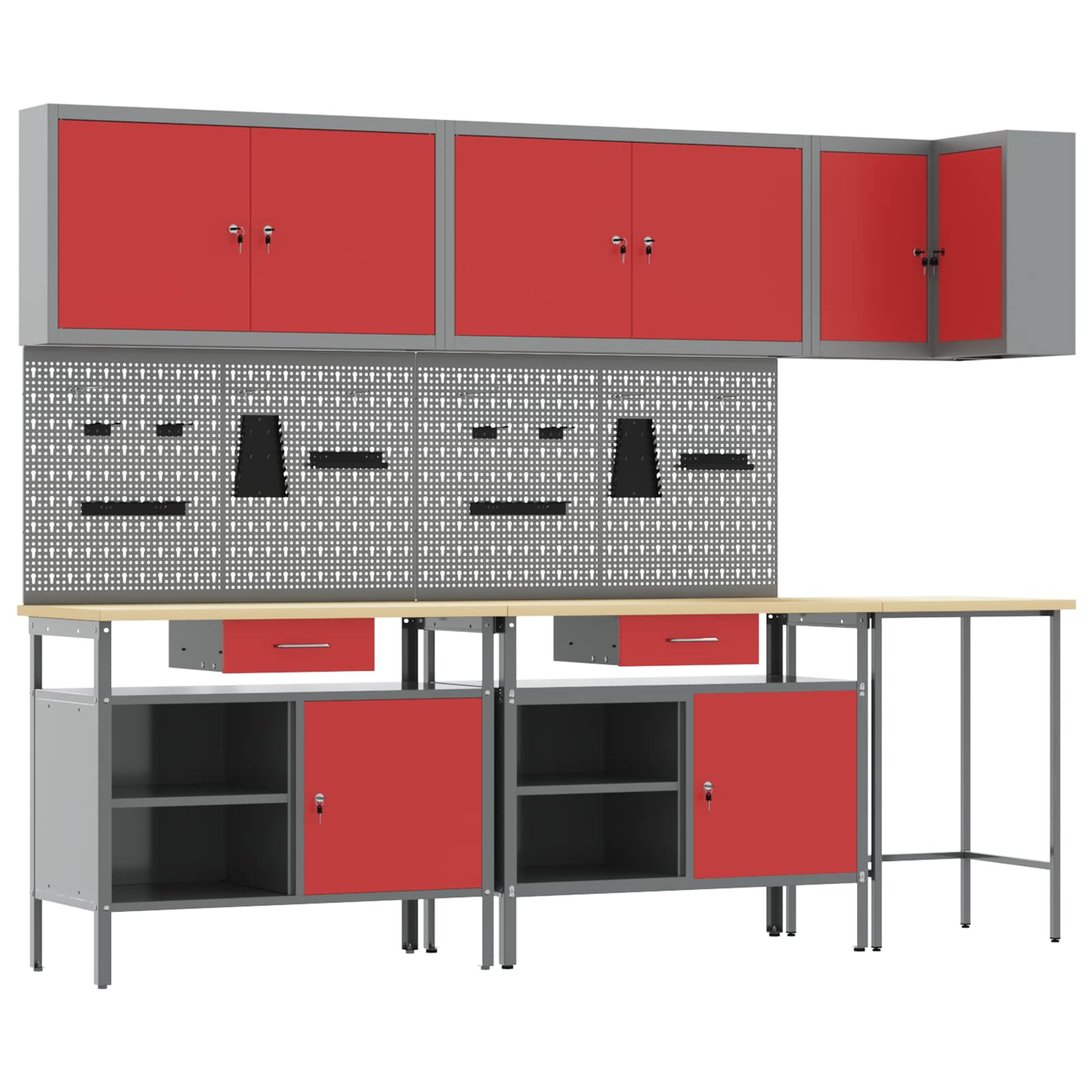 Arbeitsschrankset Mit Schubladen 5 Pcs Und Grau