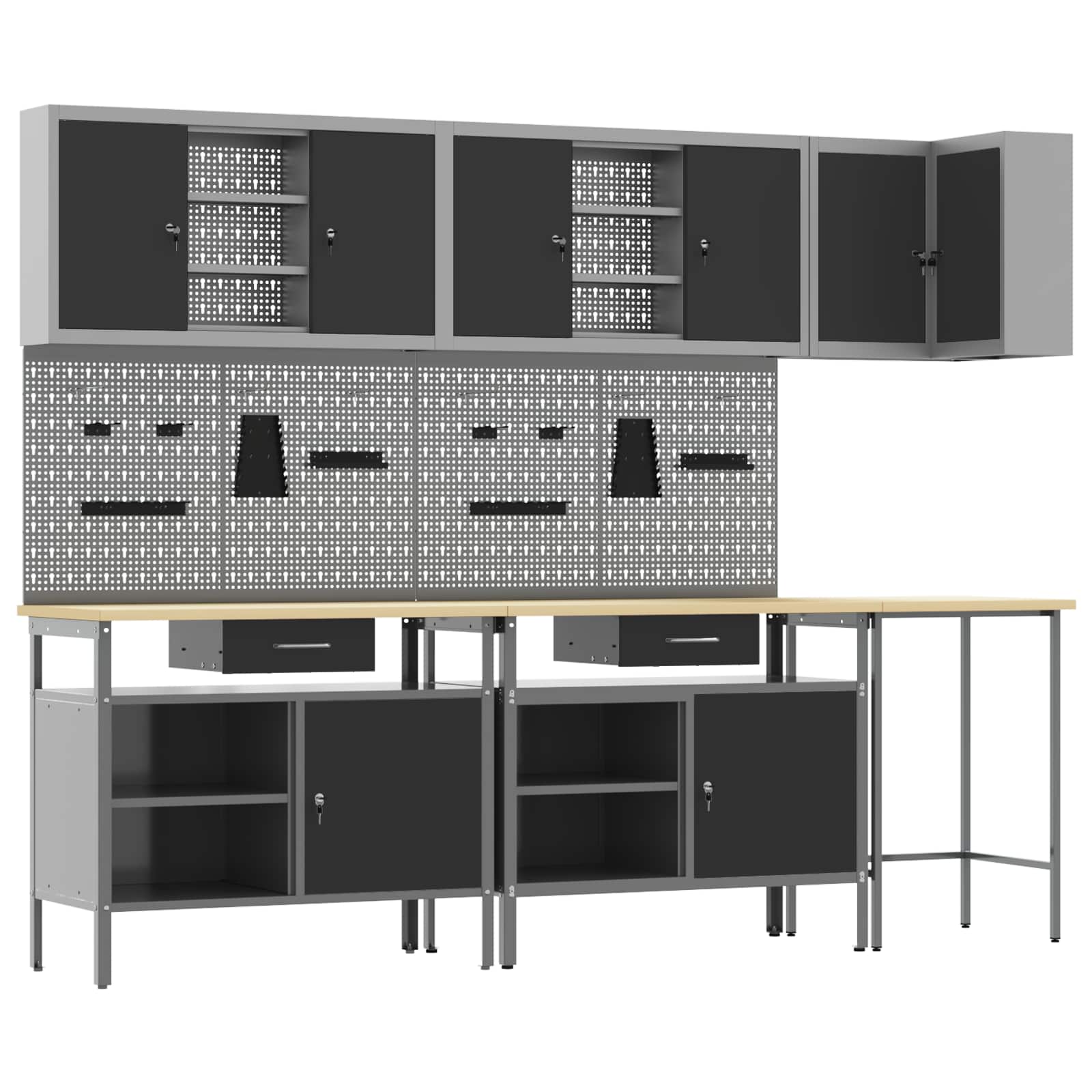 Arbeitsschrankset Mit Schubladen 5 Pcs Und Grau