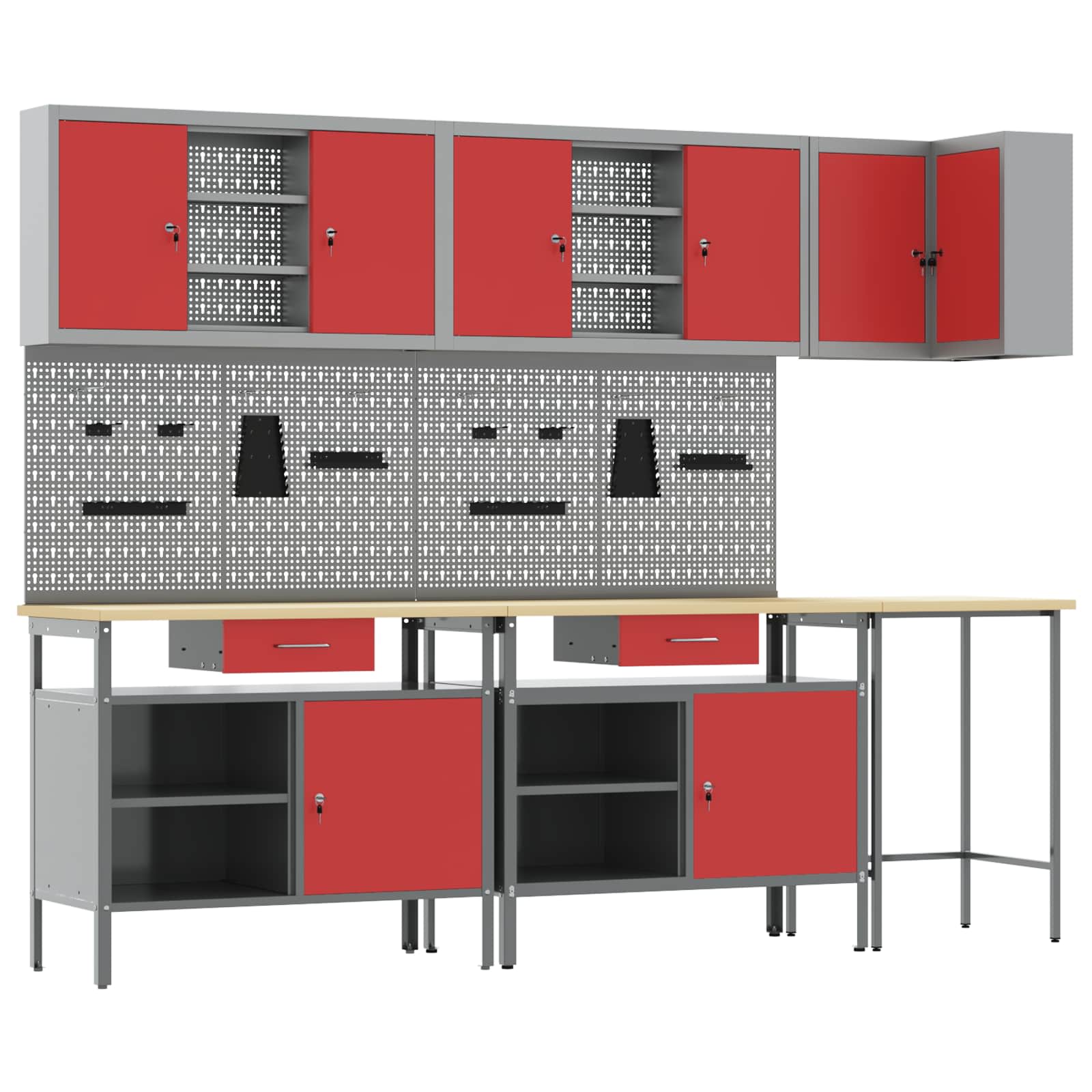 Arbeitsschrankset Mit Schubladen 5 Pcs Und Grau