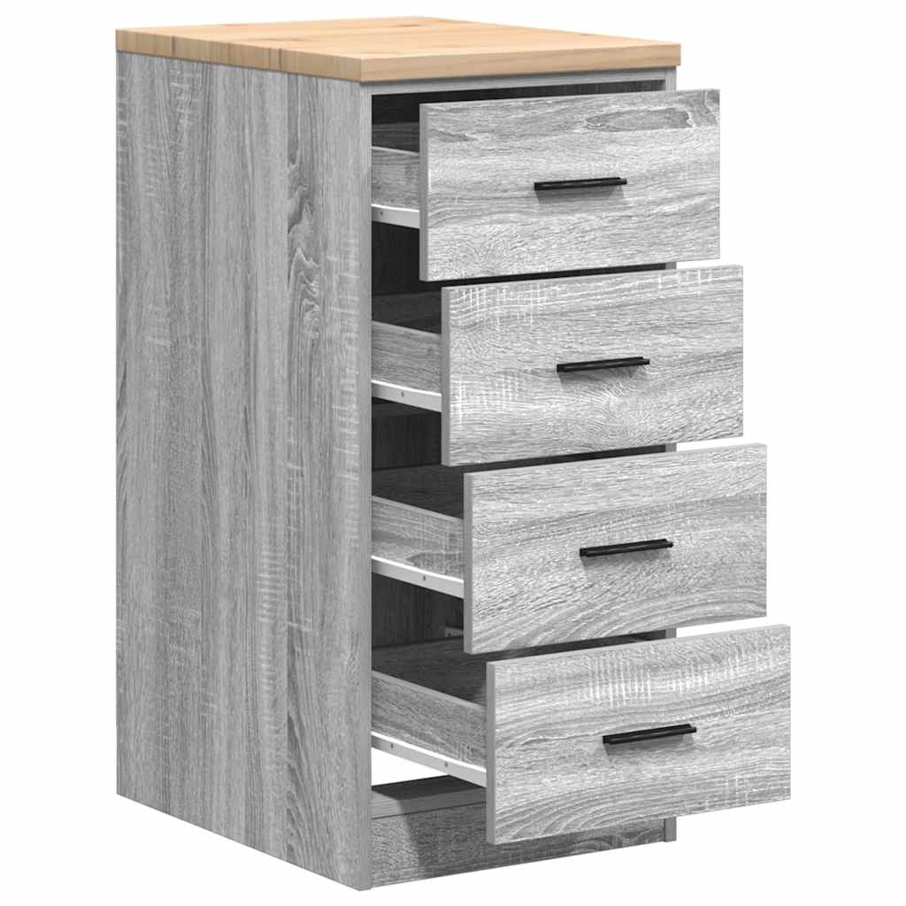 Garagen-Aufbewahrungsschrank Massivholz Kiefer Grau Sonoma