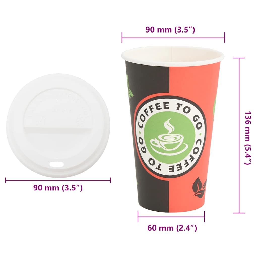 Pappbecher Mit Deckeln 1000 Stk. 16Oz 400Ml