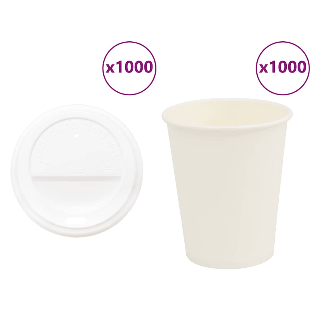 Pappbecher Mit Deckeln 1000 Stk. 8Oz 200Ml
