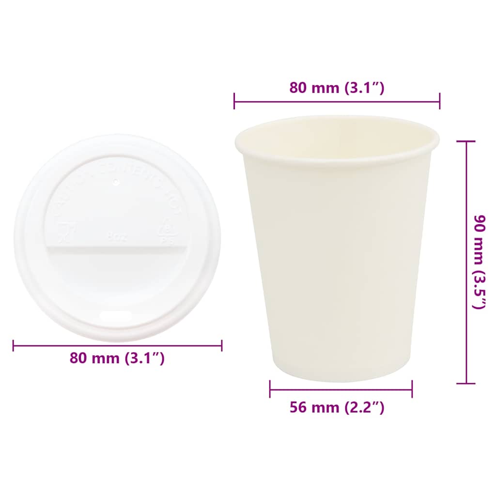 Pappbecher Mit Deckeln 1000 Stk. 8Oz 200Ml