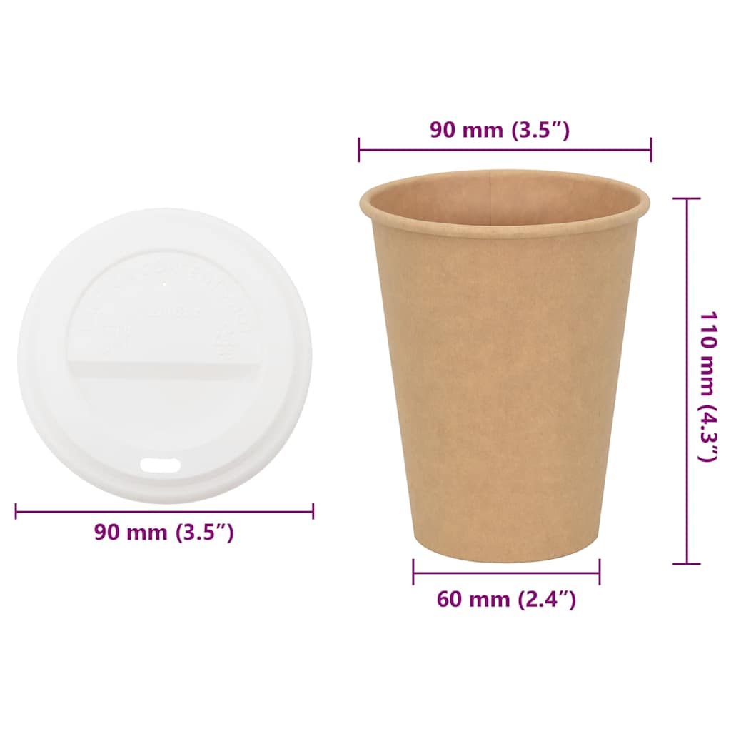Pappbecher Mit Deckeln 1000 Stk. 12Oz 300Ml