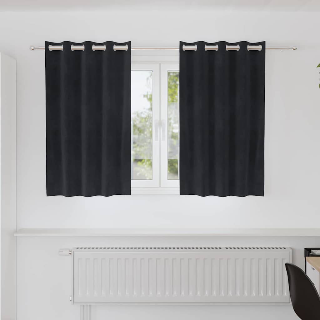 Verdunkelungsvorhänge 2 Pcs Samt Schwarz