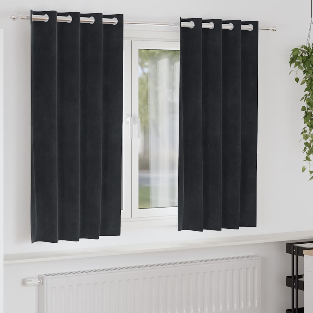 Verdunkelungsvorhänge 2 Pcs Samt Schwarz