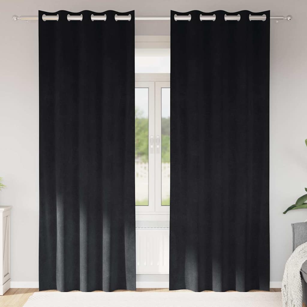 Verdunkelungsvorhänge 2 Pcs Samt Schwarz