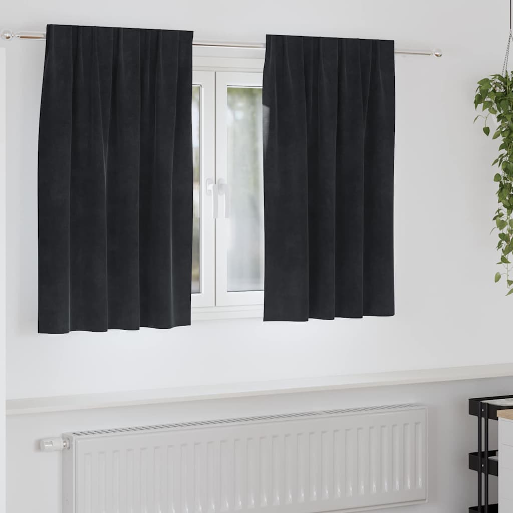 Verdunkelungsvorhänge 2 Pcs Samt Schwarz