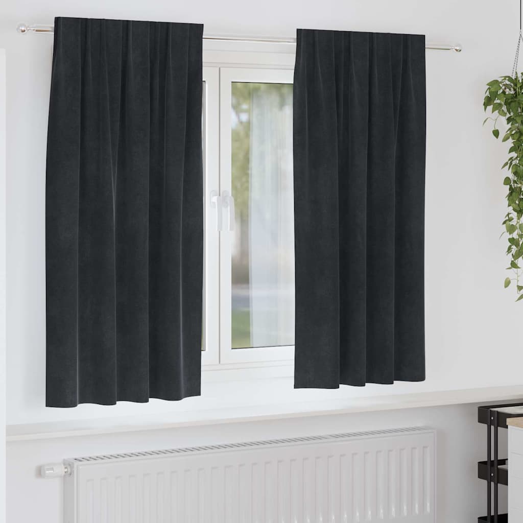 Verdunkelungsvorhänge 2 Pcs Samt Schwarz
