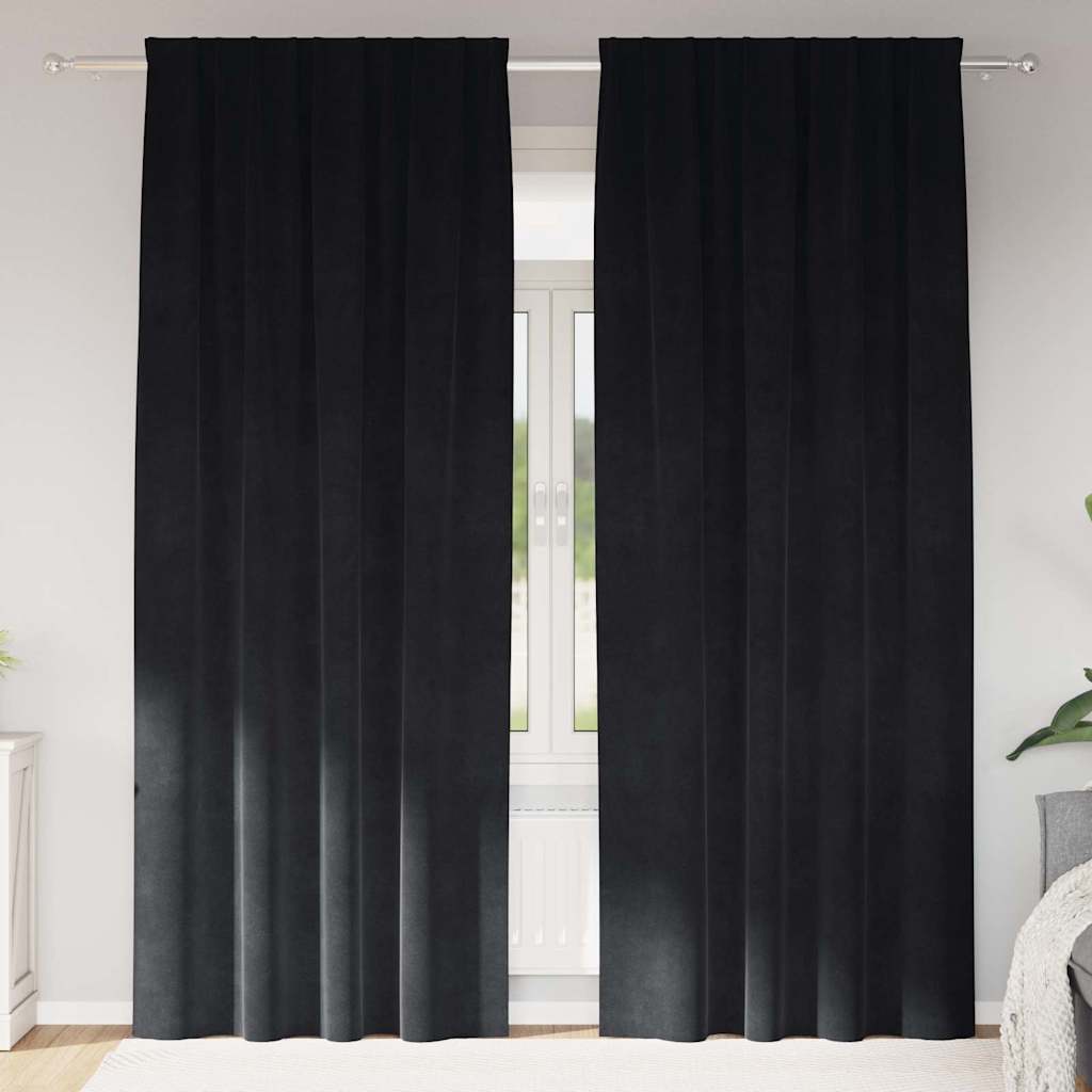 Verdunkelungsvorhänge 2 Pcs Samt Schwarz